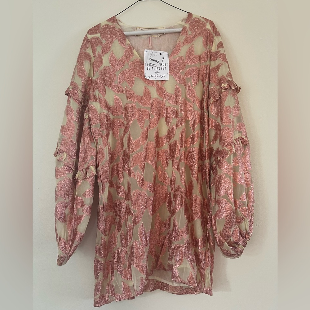 Jens Pirate Booty Rising Star Shimmer Rose Gold Mini Dress Free People